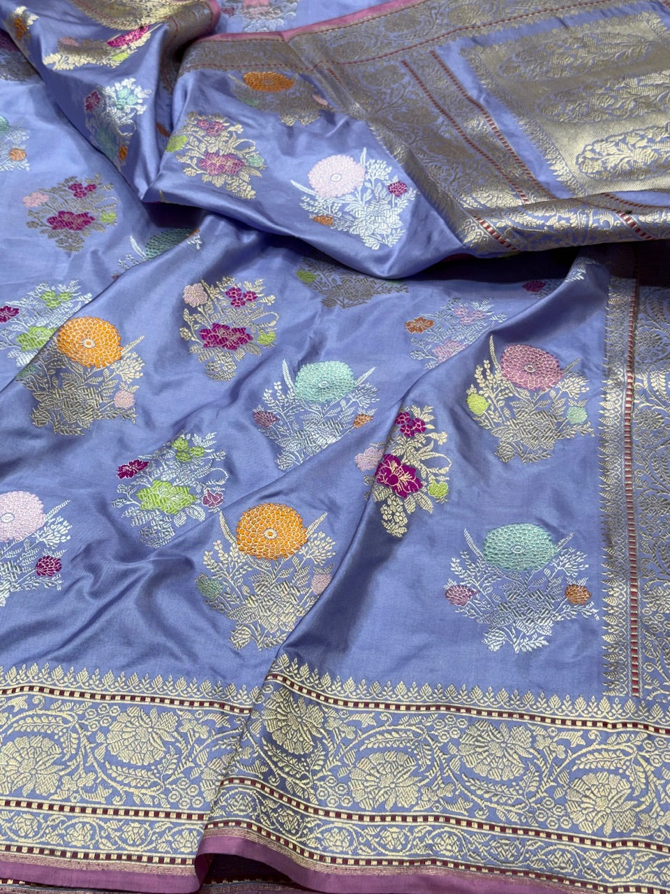 Lavender Handwoven Pure Banarasi Silk Saree