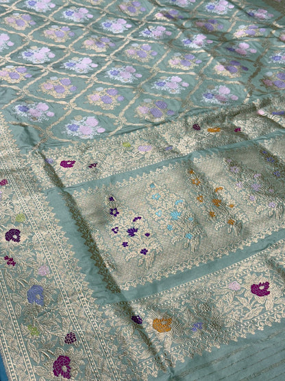Sage Green Handwoven Pure Banarasi Silk Saree