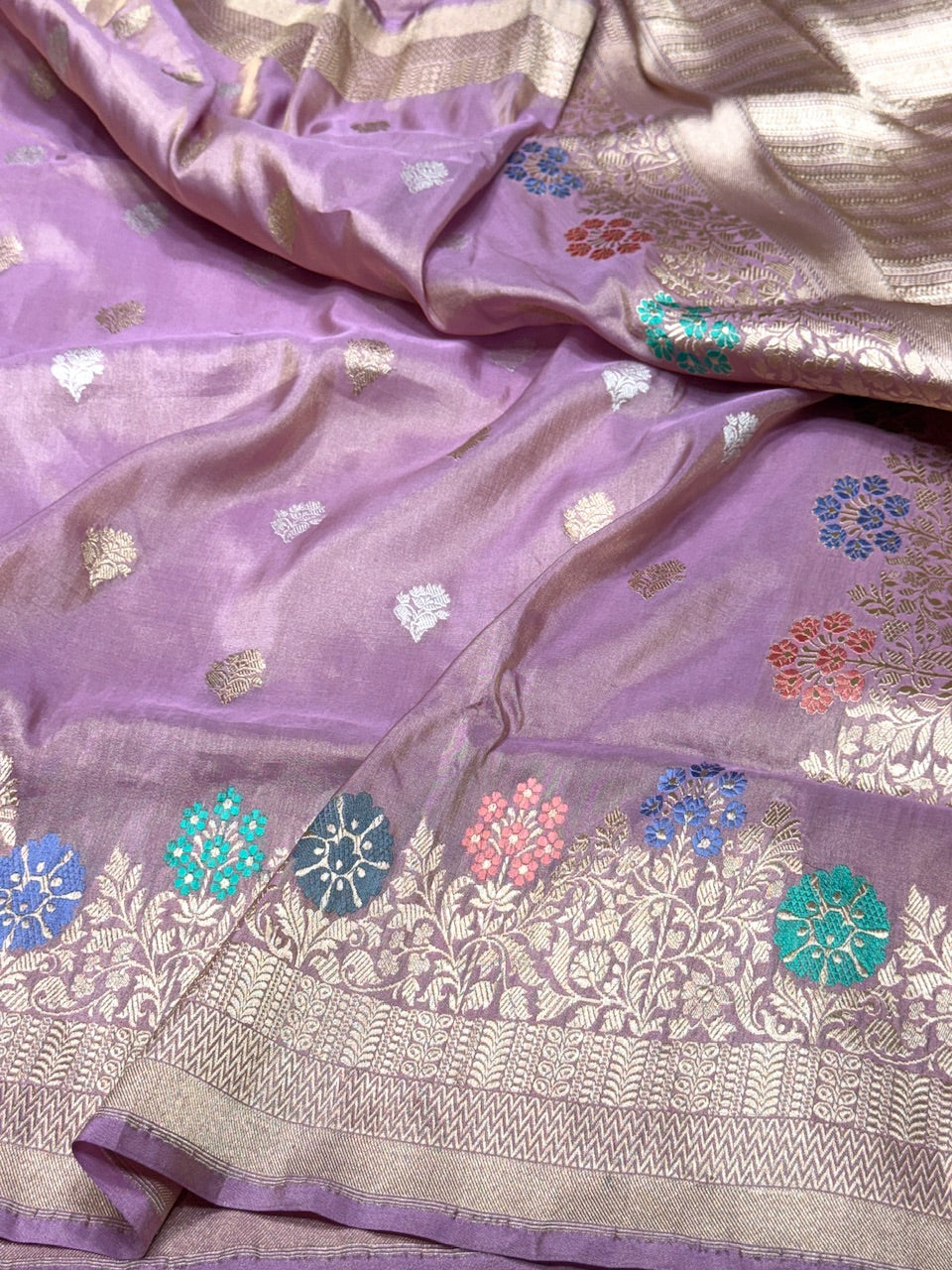 Pastel Pink Handwoven Pure Tissue Saree
