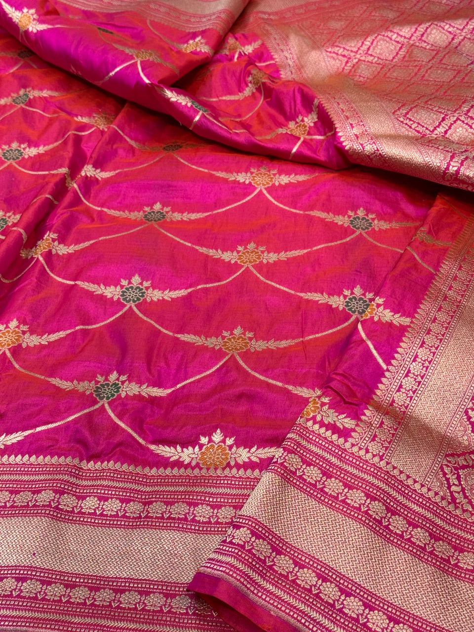 Rani Pink Minakari Pure Silk Saree