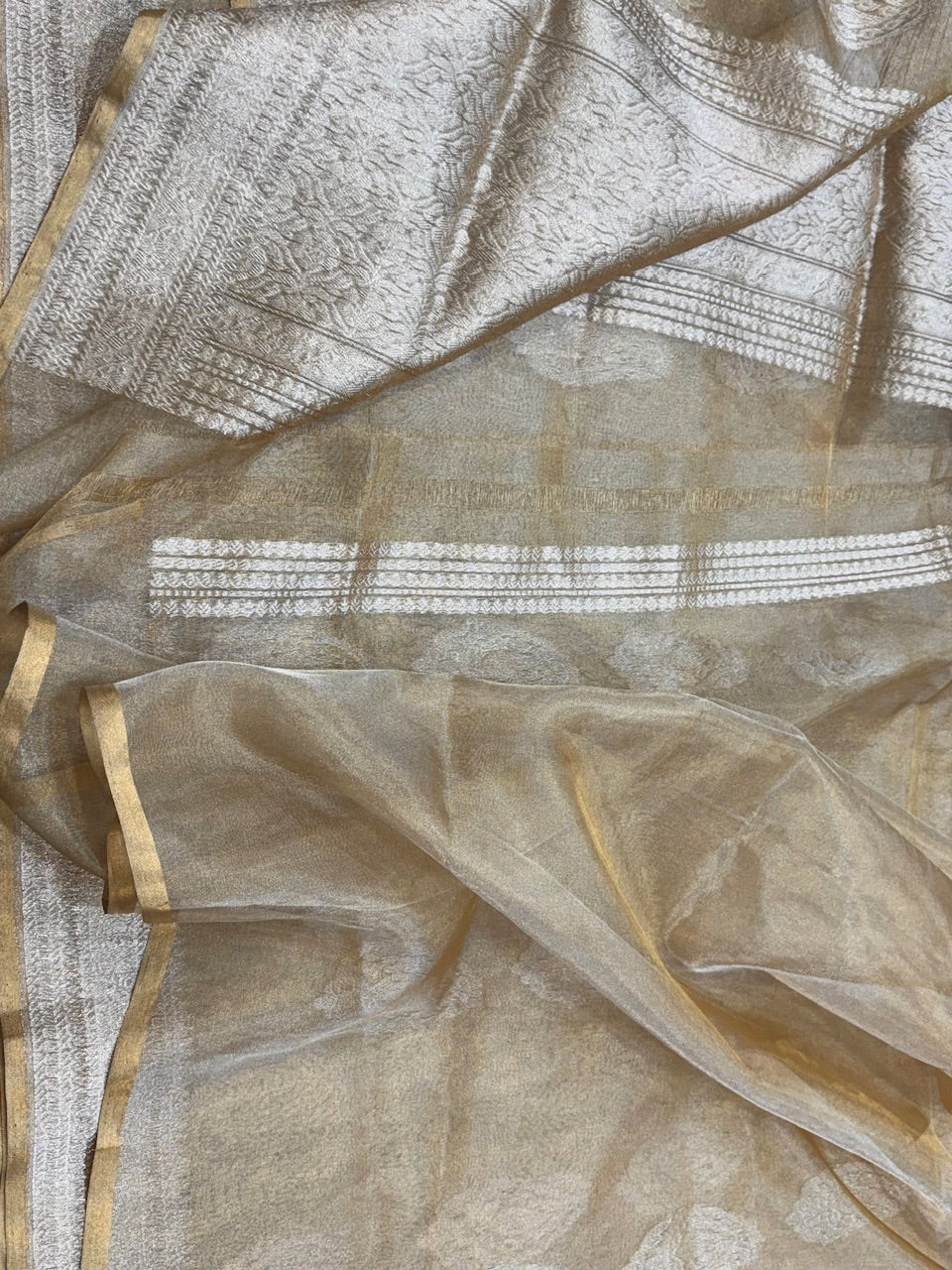 Champagne Handwoven Pure Tissue Saree