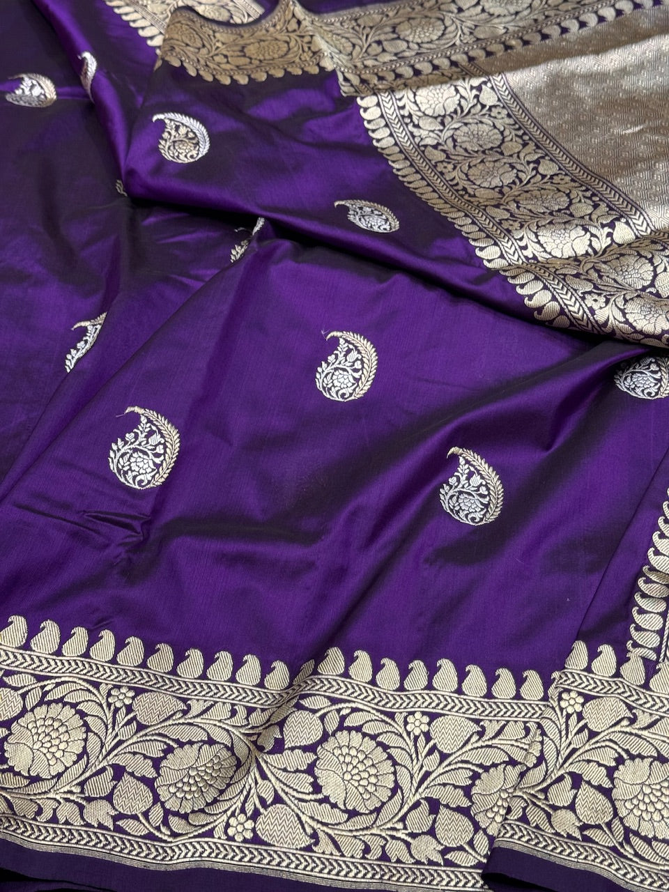 Purple Handwoven Banarasi Silk Saree