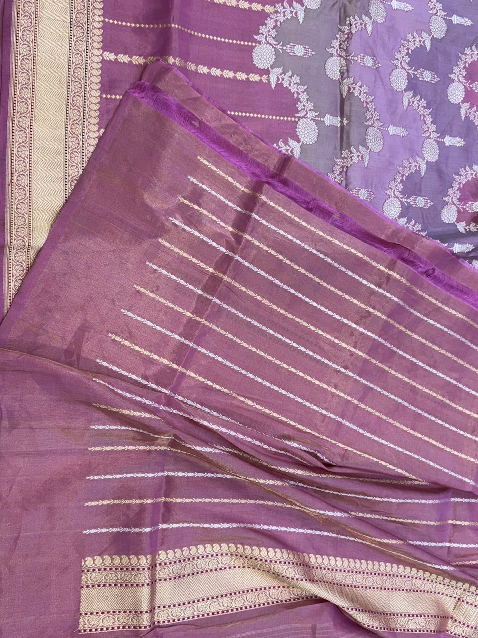 Pastel Pink Rangkaat Handwoven Banarasi Saree