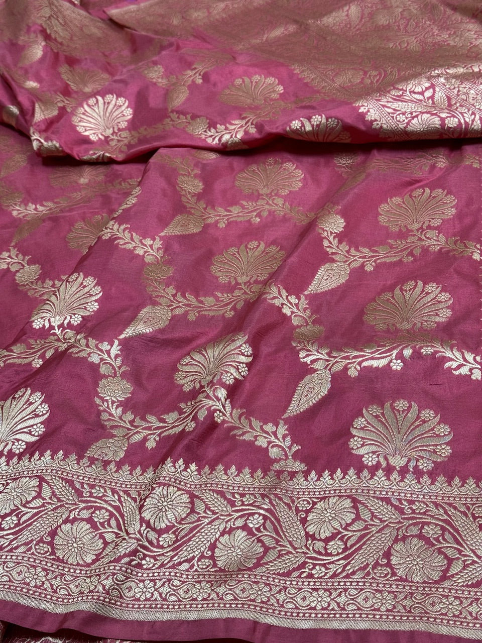 Gajiri pink Pure Silk Saree