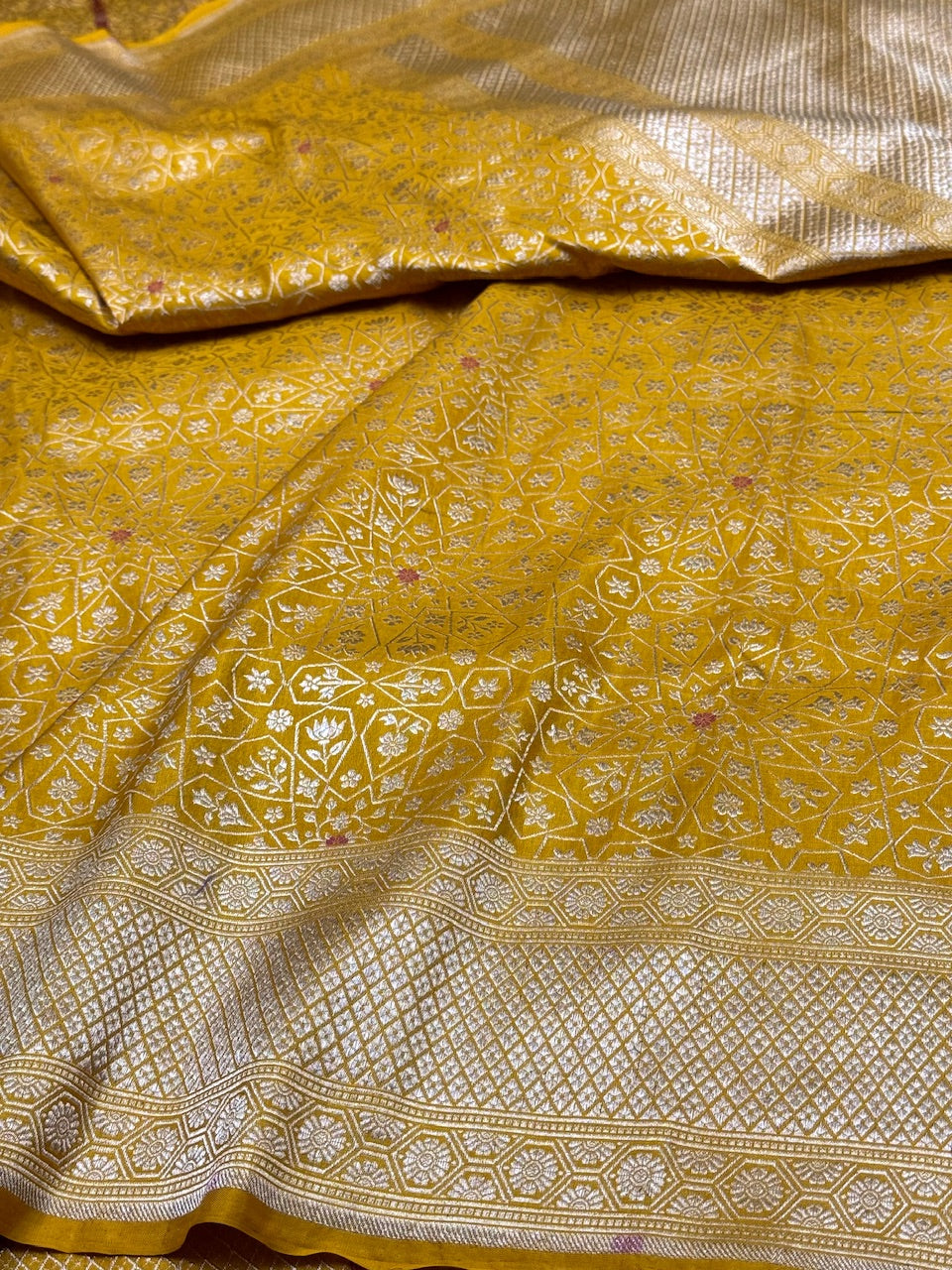 Yellow Minakari Pure Silk Brocade Saree