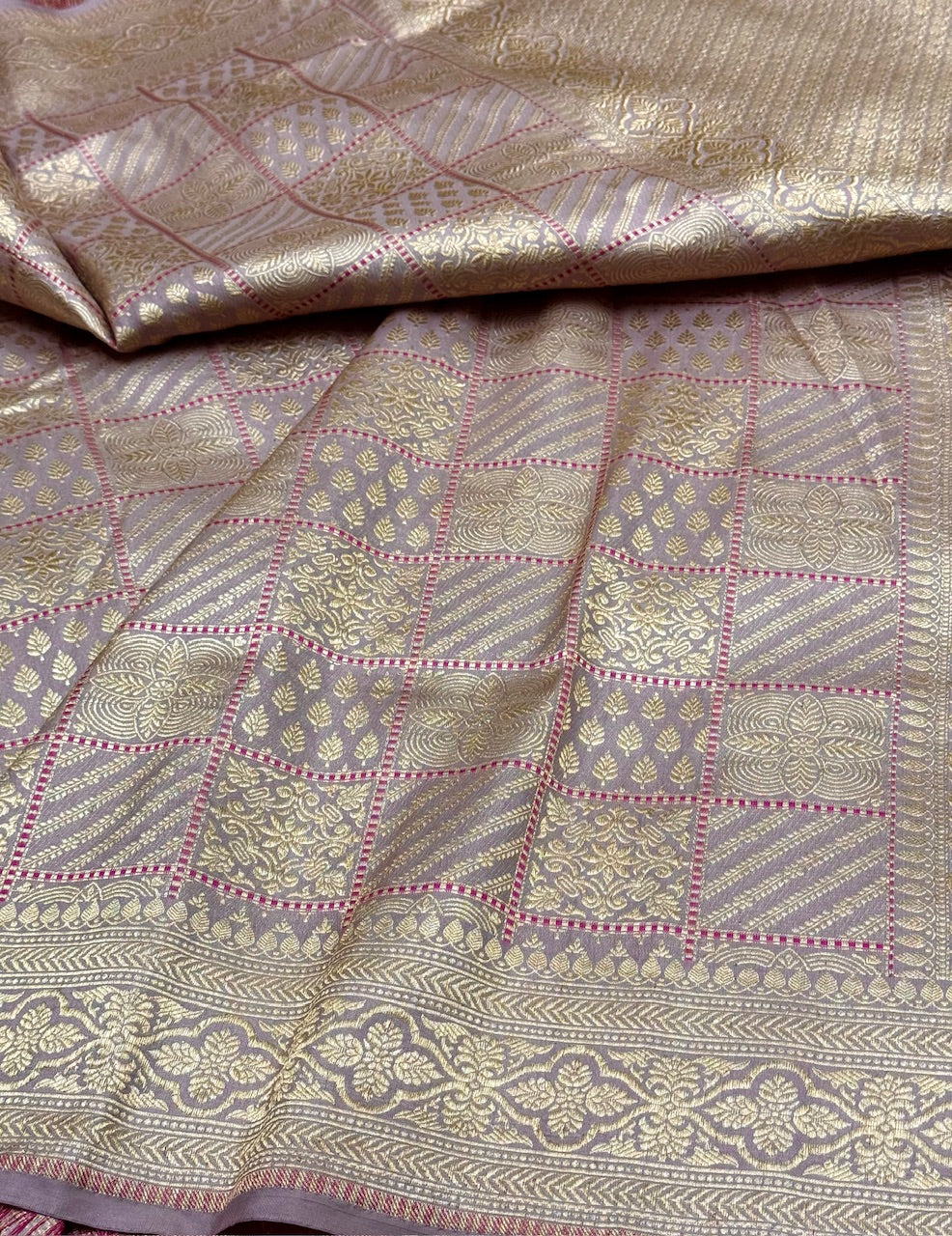 Lilac Minakari Pure Silk Brocade Saree