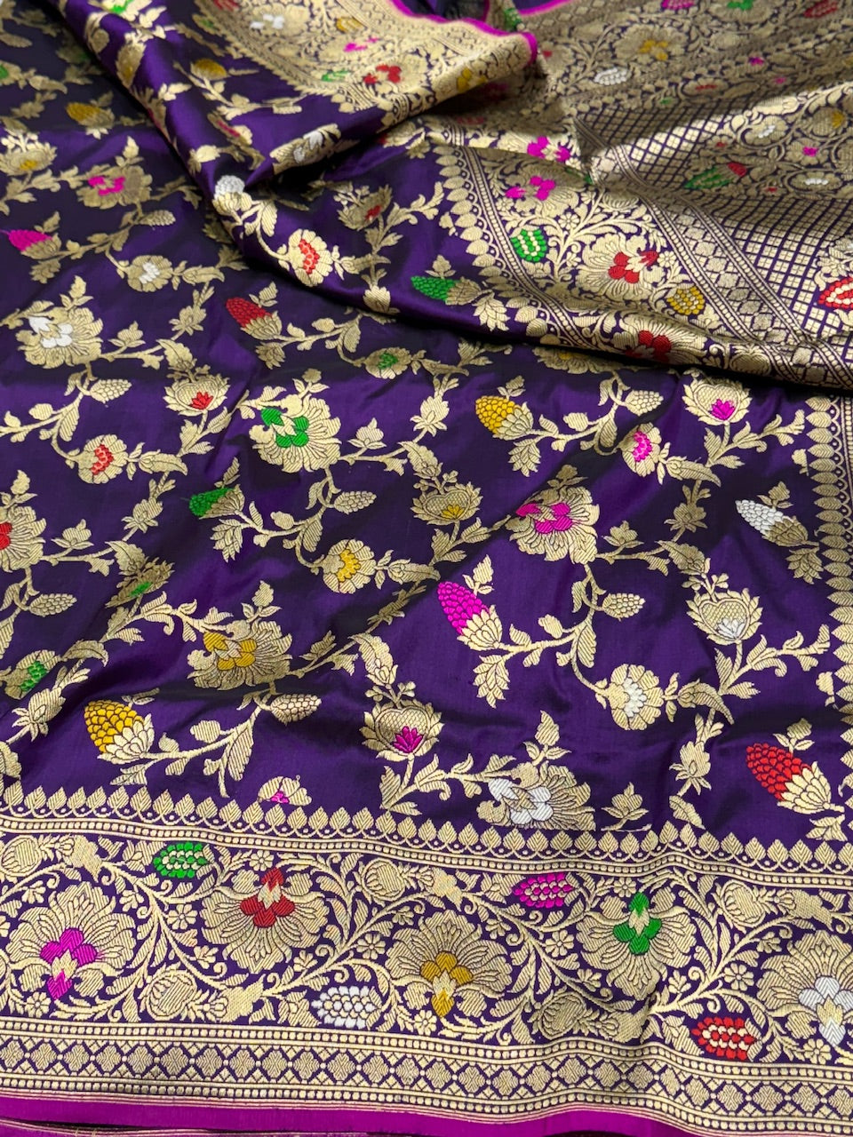 Purple Handwoven Banarasi Silk Saree