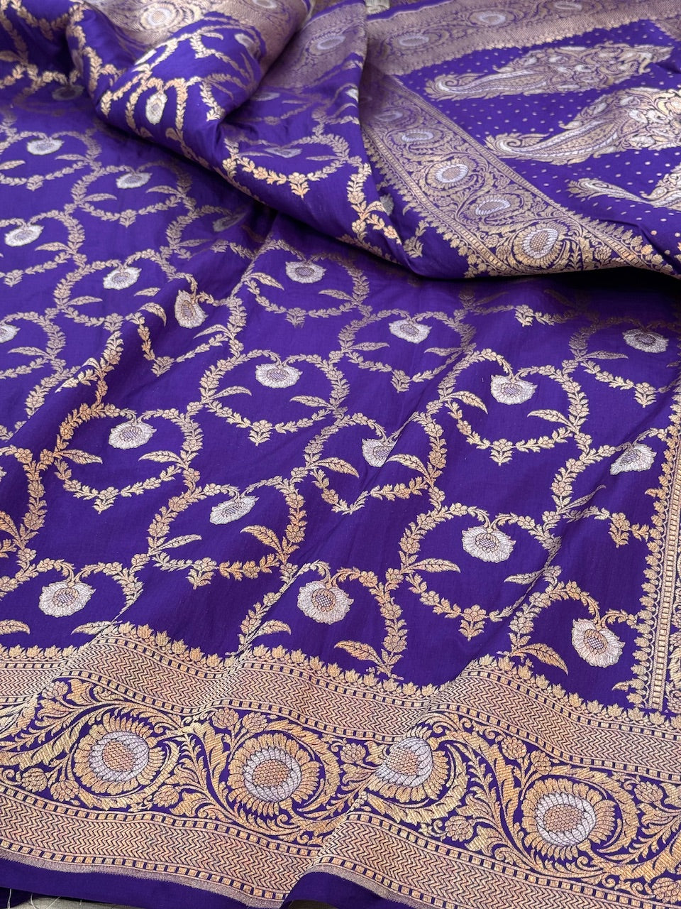 Purple Sona Rupa Pure Silk Saree