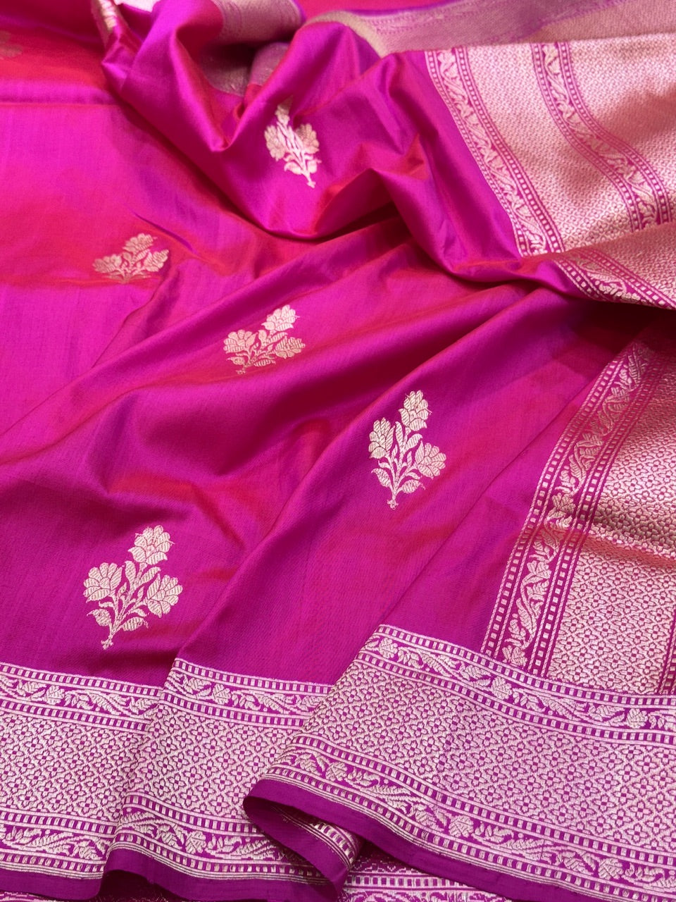Rani Pink Handwoven Banarasi Silk Saree