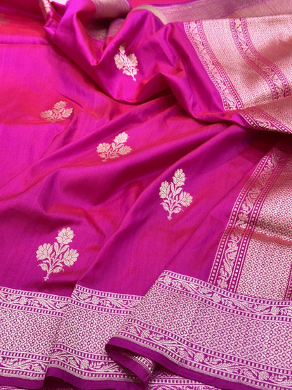 Rani Pink Handwoven Banarasi Silk Saree