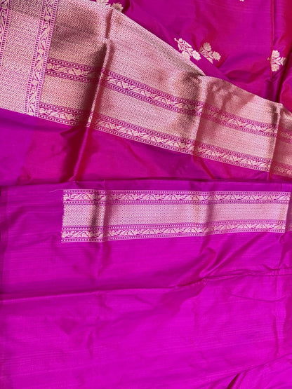 Rani Pink Handwoven Banarasi Silk Saree