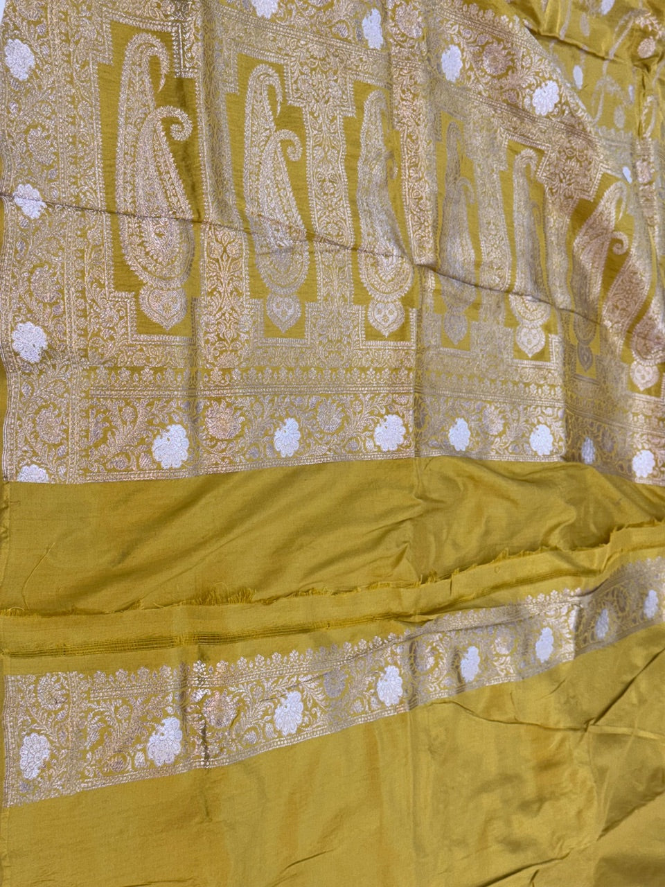 Lemon Yellow Sona Rupa Pure Silk Saree