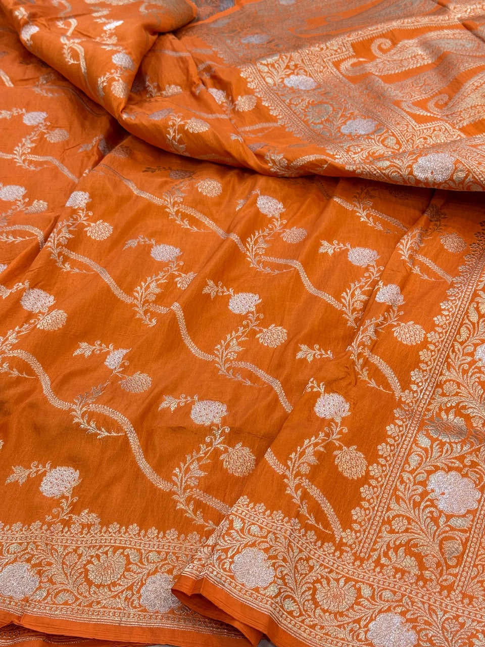 Orange Sona Rupa Pure Silk Saree