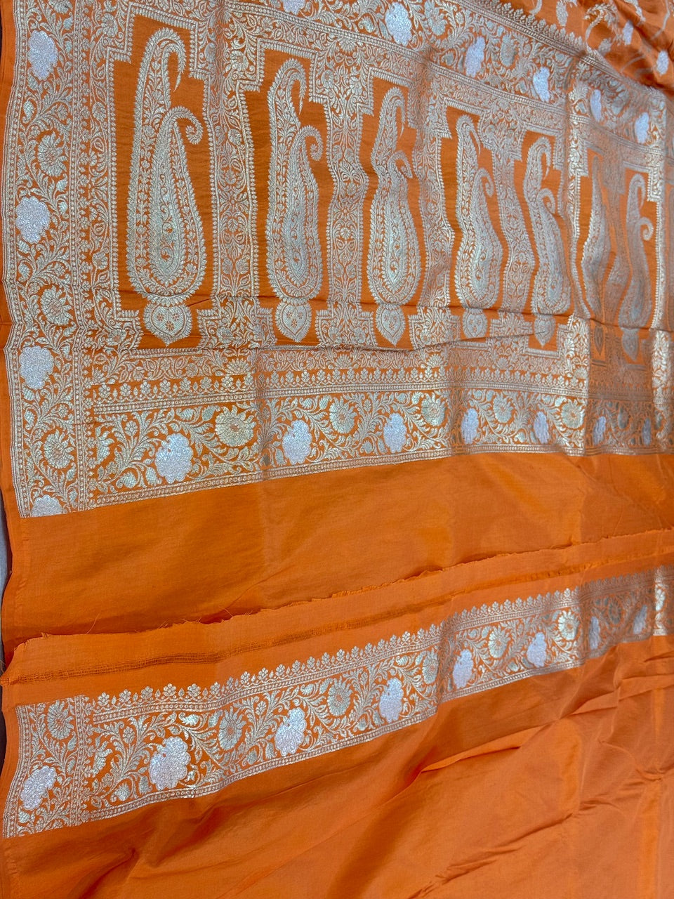 Orange Sona Rupa Pure Silk Saree