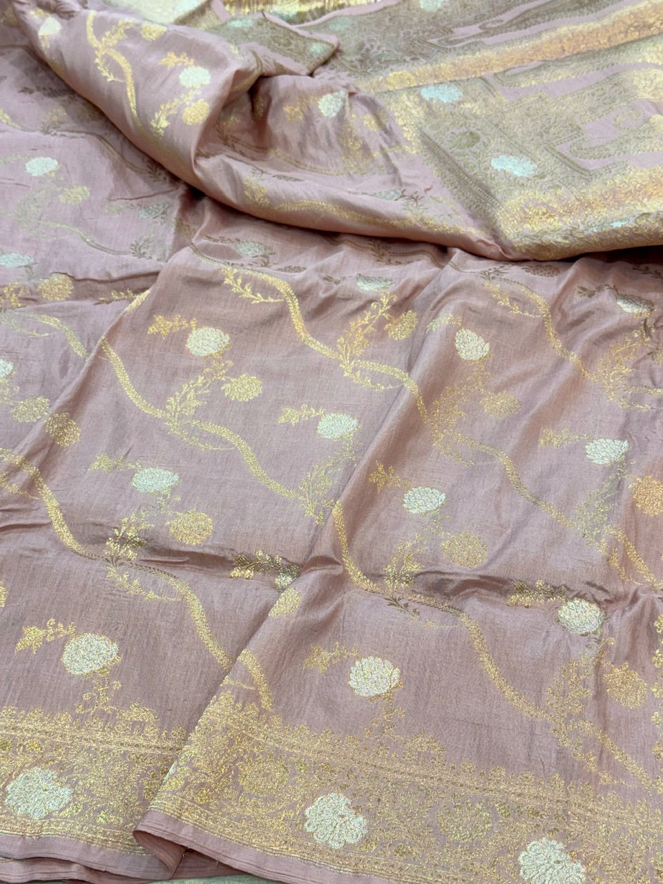 Blush Pink Sona Rupa Pure Silk Saree