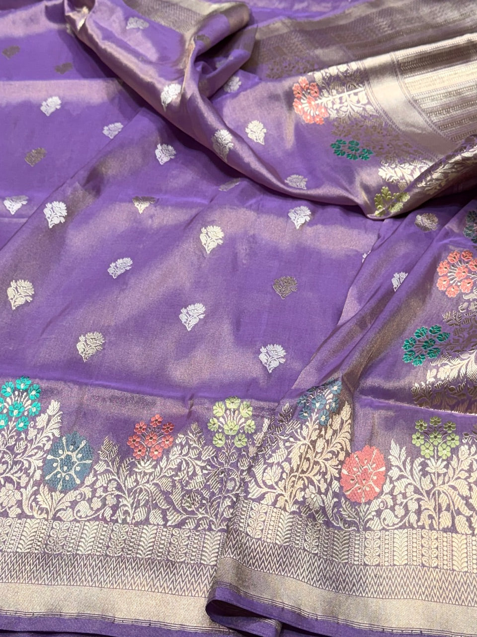 Lavender Handwoven Pure Tissue Saree