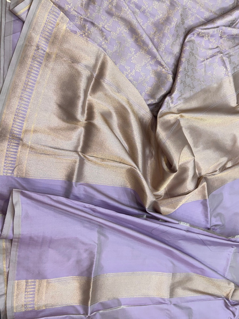 Lavender Pure Silk Brocade Saree