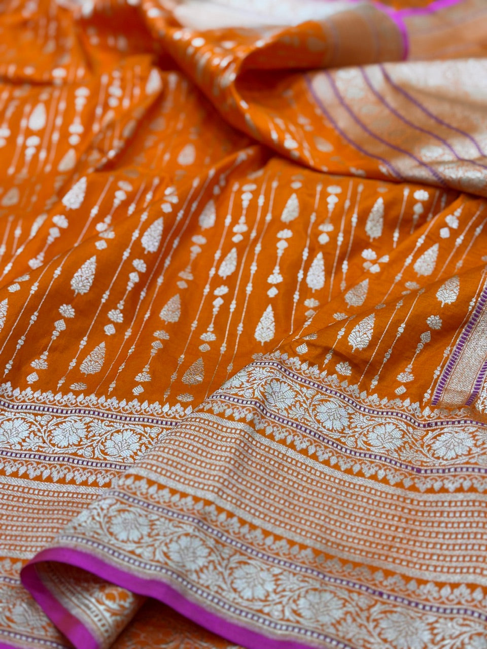 Orange Pure Silk Saree