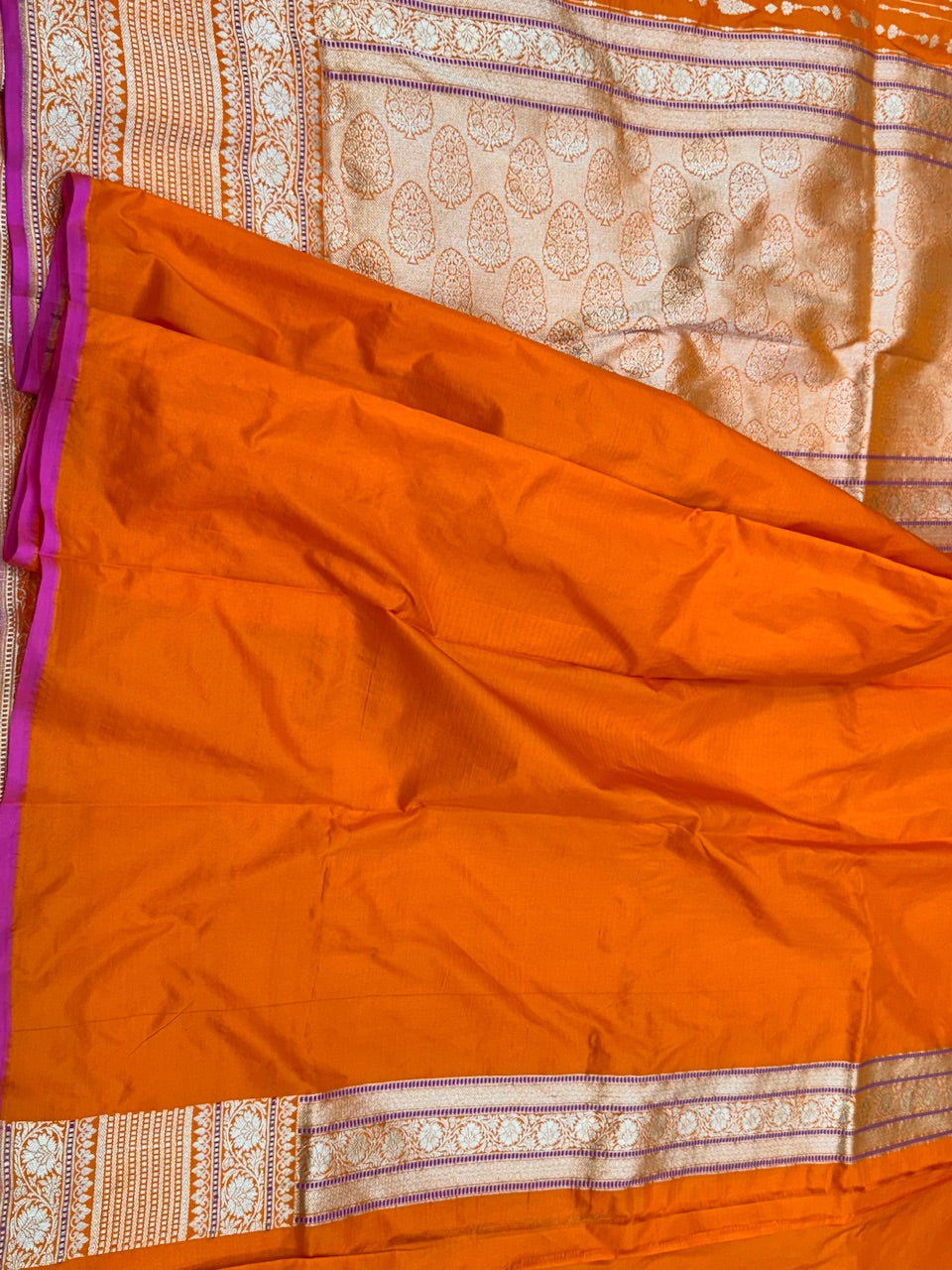 Orange Pure Silk Saree