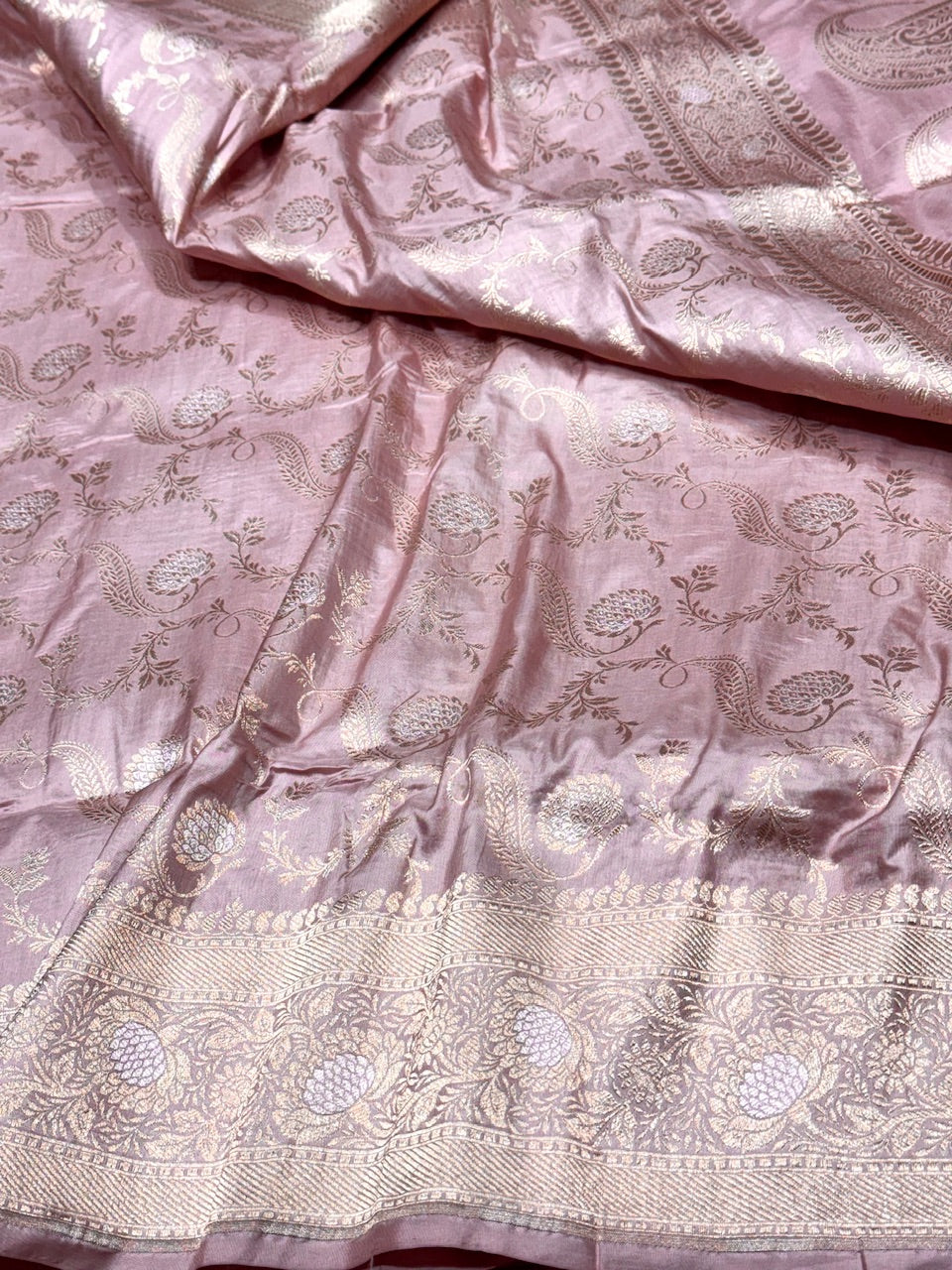 Blush Pink Sona Rupa Pure Silk Saree