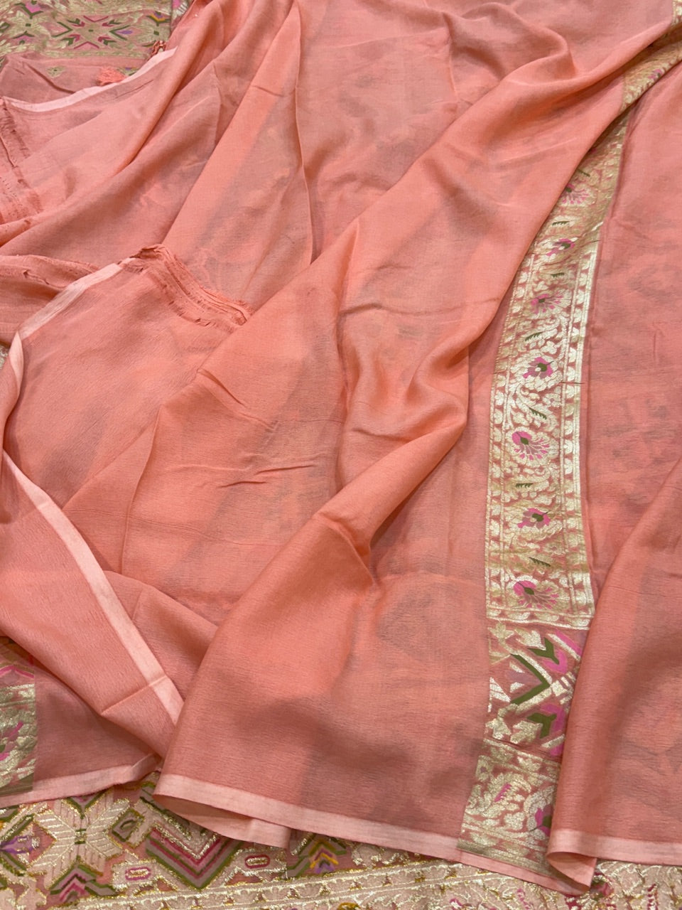Sea GreenBanarasi Pure Chiffon Georgette Saree