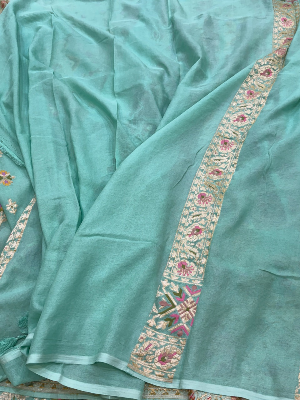 Sea GreenBanarasi Pure Chiffon Georgette Saree
