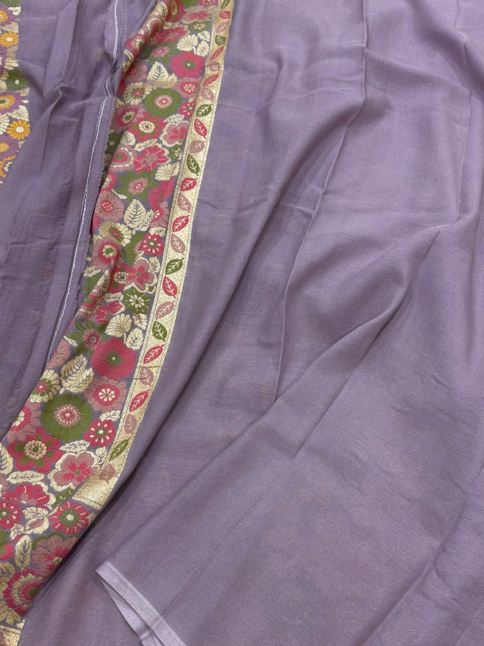Mauve Pure Chiffon Georgette Saree