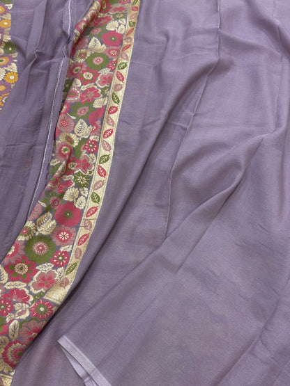 Mauve Pure Chiffon Georgette Saree