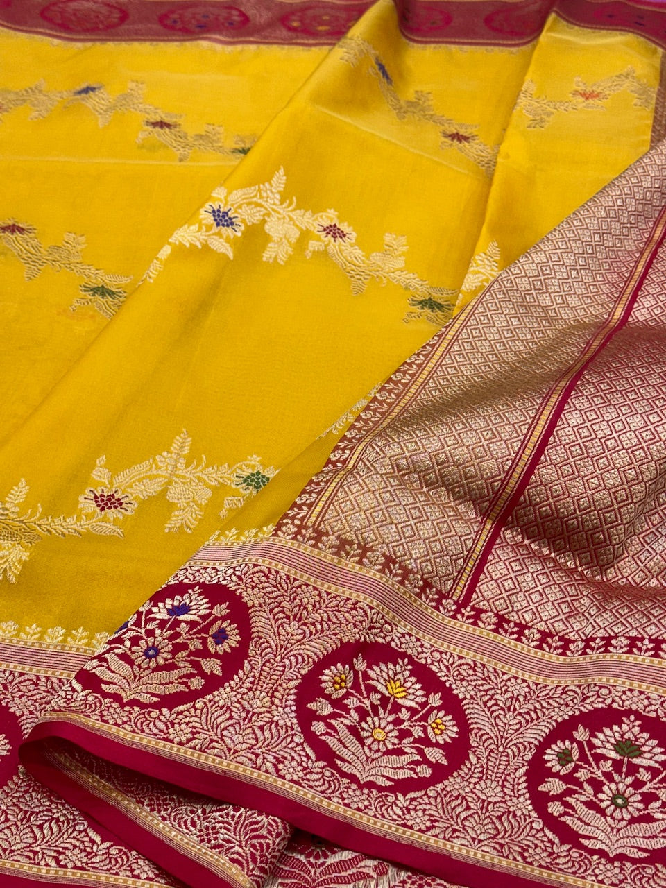 Yellow Handwoven Organza Saree