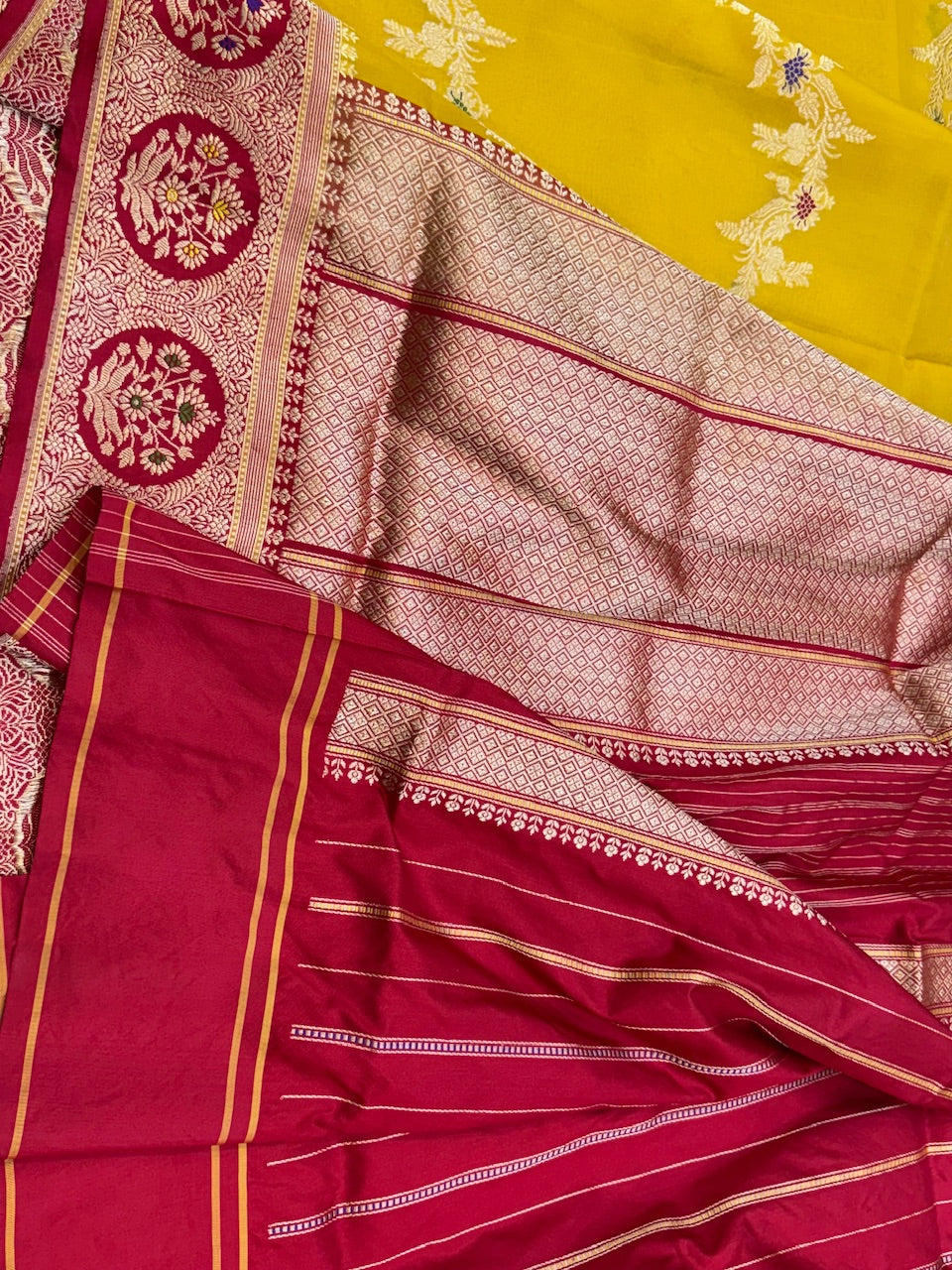 Yellow Handwoven Organza Saree