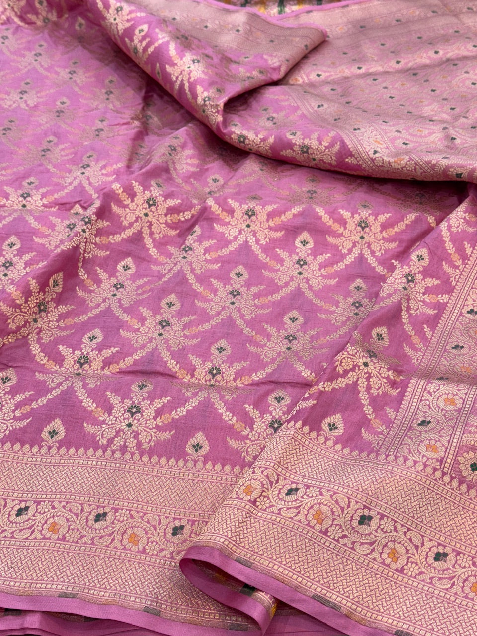 Pastel Pink Minakari Pure Silk Saree