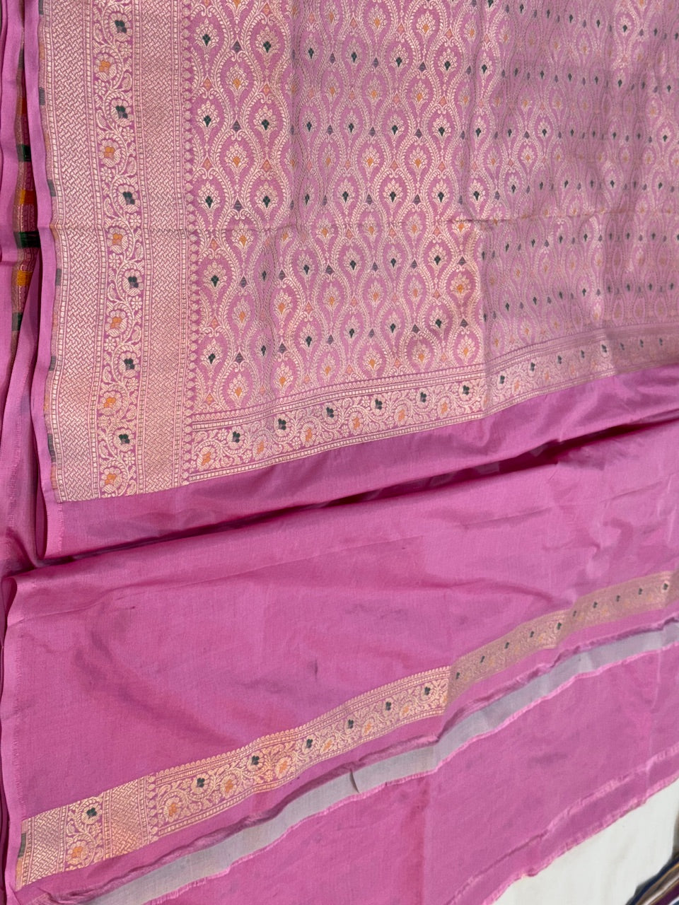 Pastel Pink Minakari Pure Silk Saree