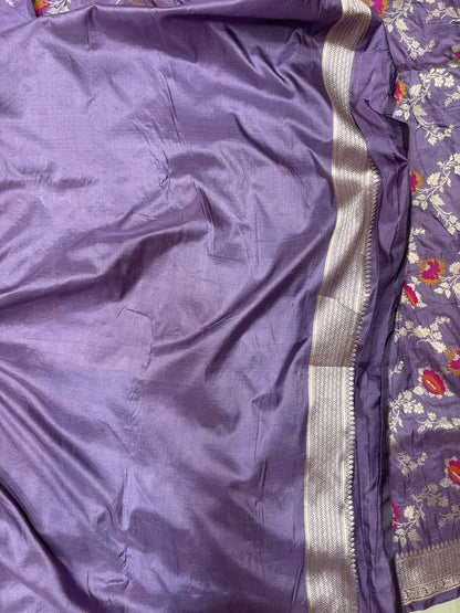Dusty Lavender Minakari Pure Silk Saree
