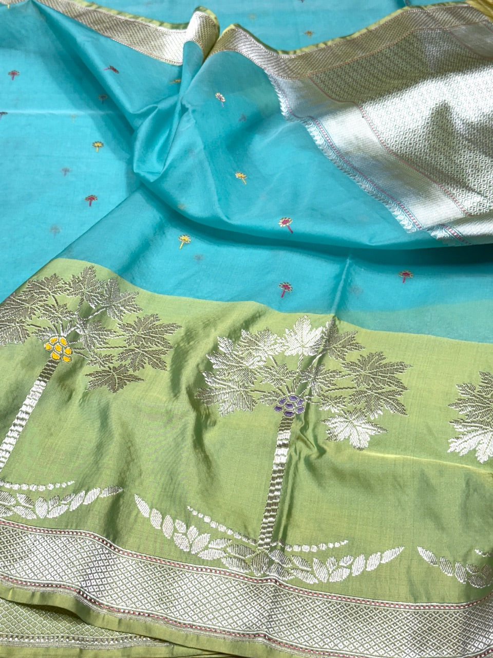 Sky Blue Handwoven Banarasi Pure Organza Saree