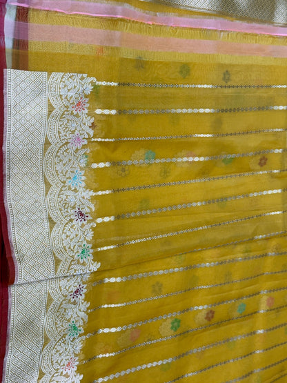 Handwoven Pure Banarasi Organza Saree
