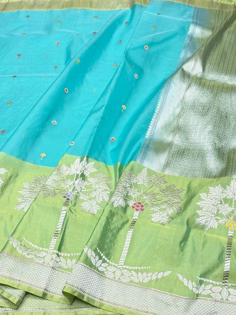 Sky Blue Handwoven Banarasi Pure Organza Saree
