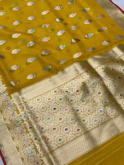 Handwoven Pure Banarasi Organza Saree