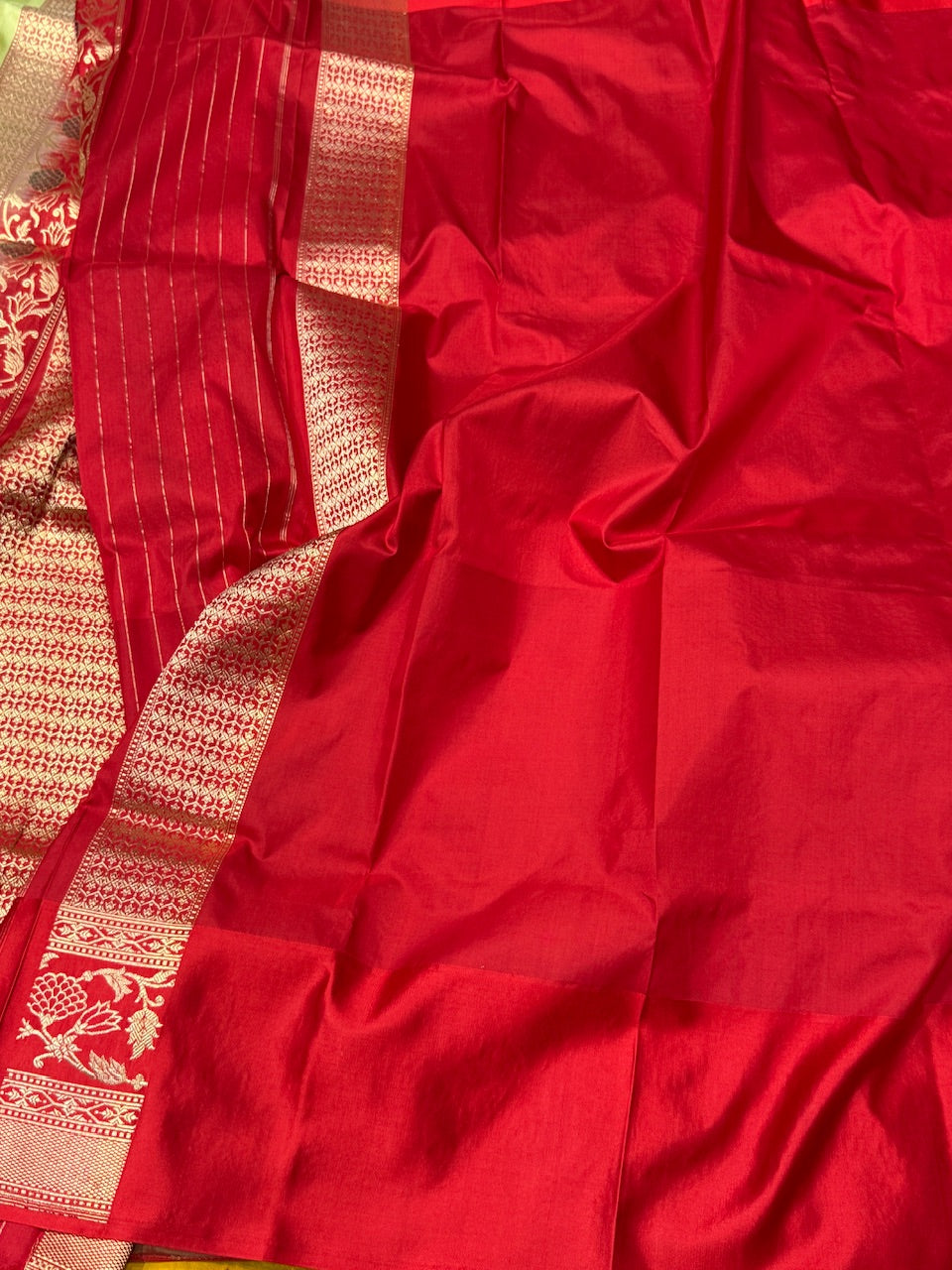 Pista Handwoven Pure Katan Silk Saree