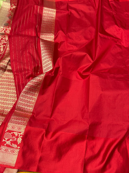 Pista Handwoven Pure Katan Silk Saree