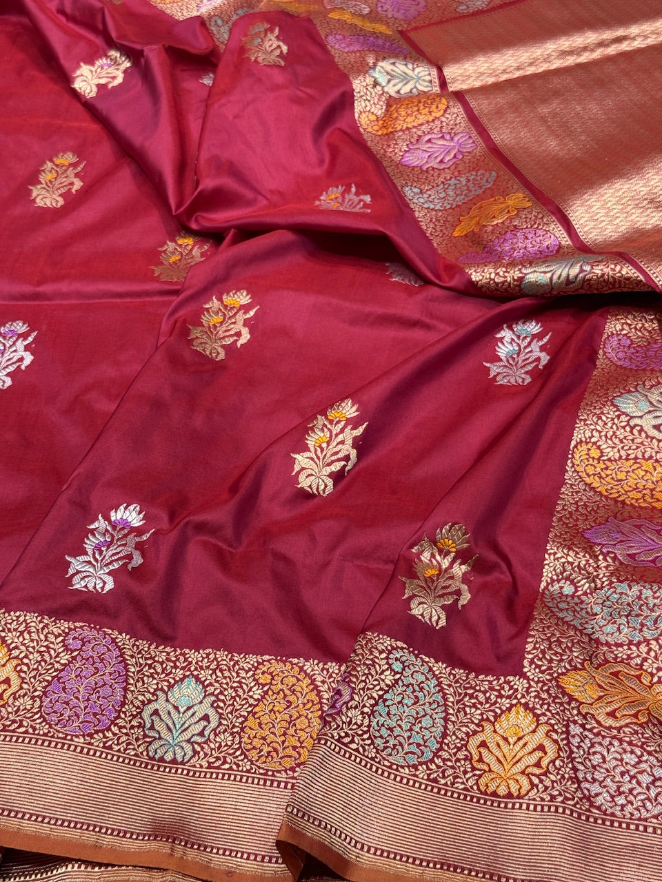 Red Handwoven Pure Katan Silk Saree