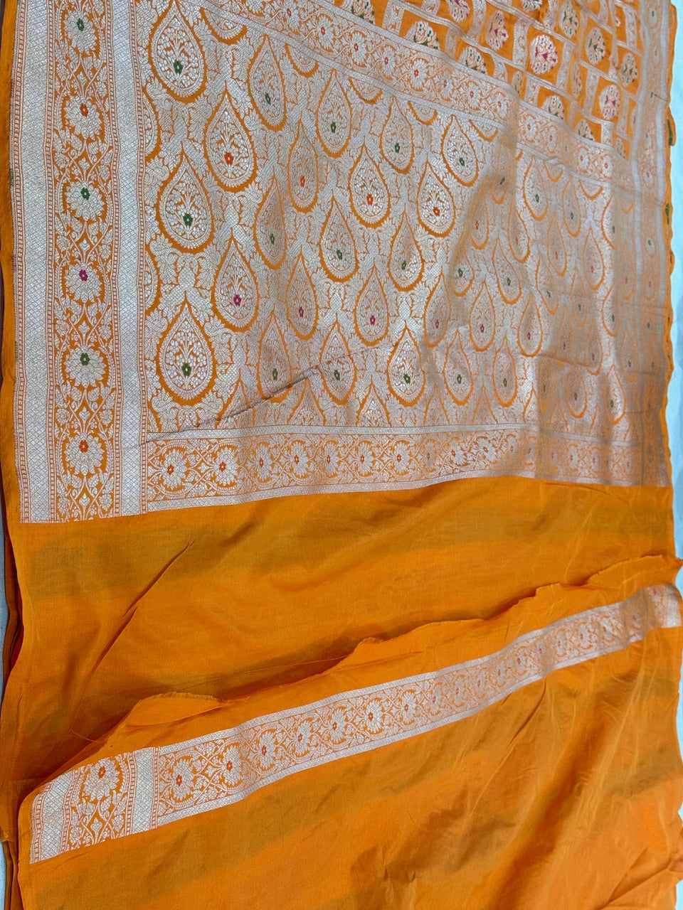 Orange Minakari Pure Silk Saree