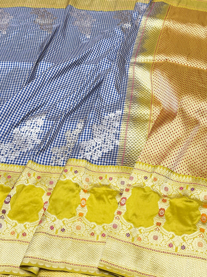 Mehndi Yellow Handwoven Banarasi Ektara Pure Silk Saree