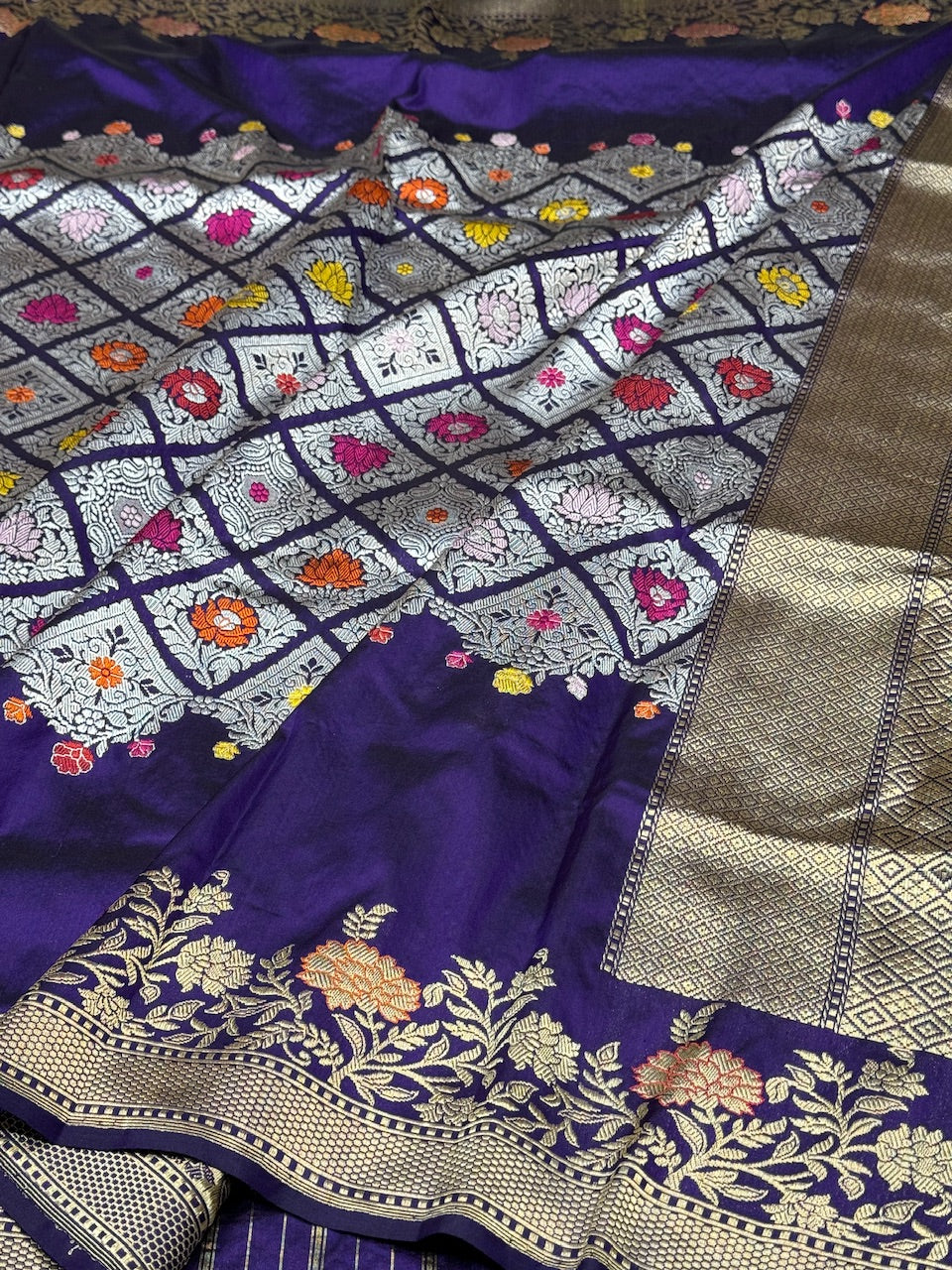 Purple Handwoven Banarasi Silk Saree