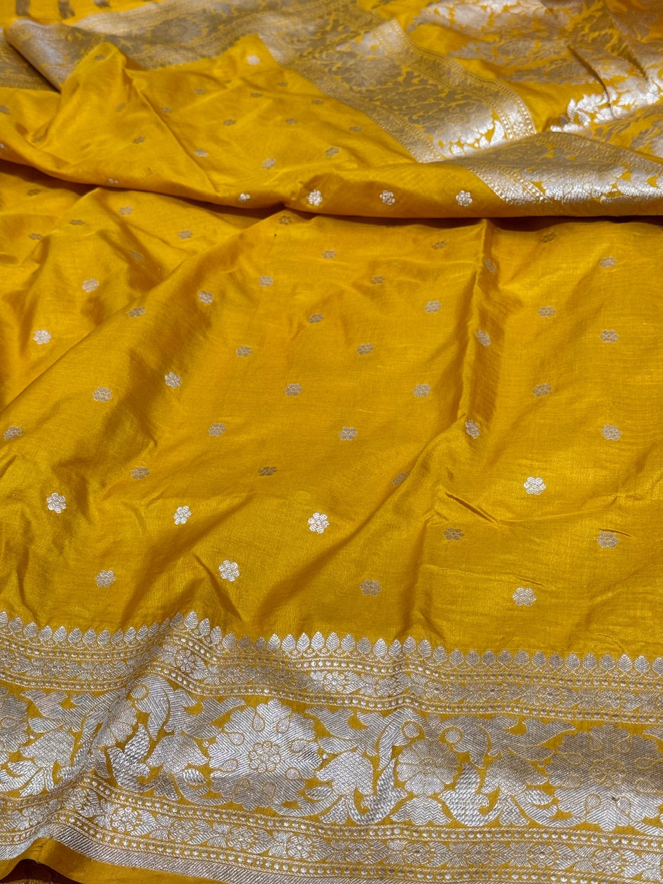 Yellow Pure Silk Saree