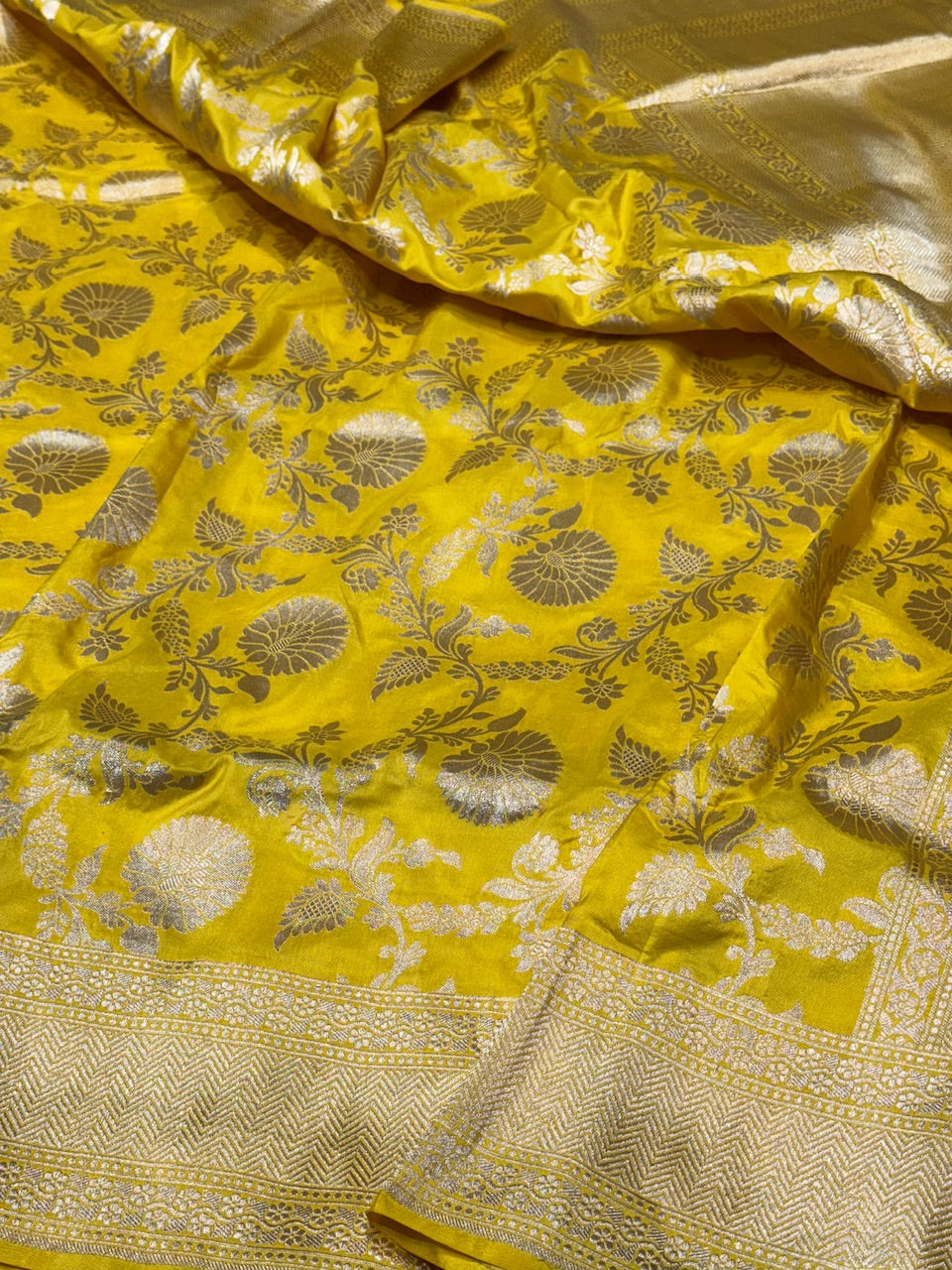 Yellow Pure Silk Saree