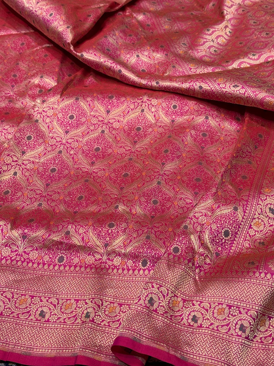 Rani Pink Minakari Pure Silk Brocade Saree