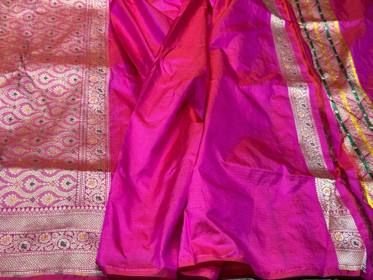 Rani Pink Minakari Pure Silk Brocade Saree