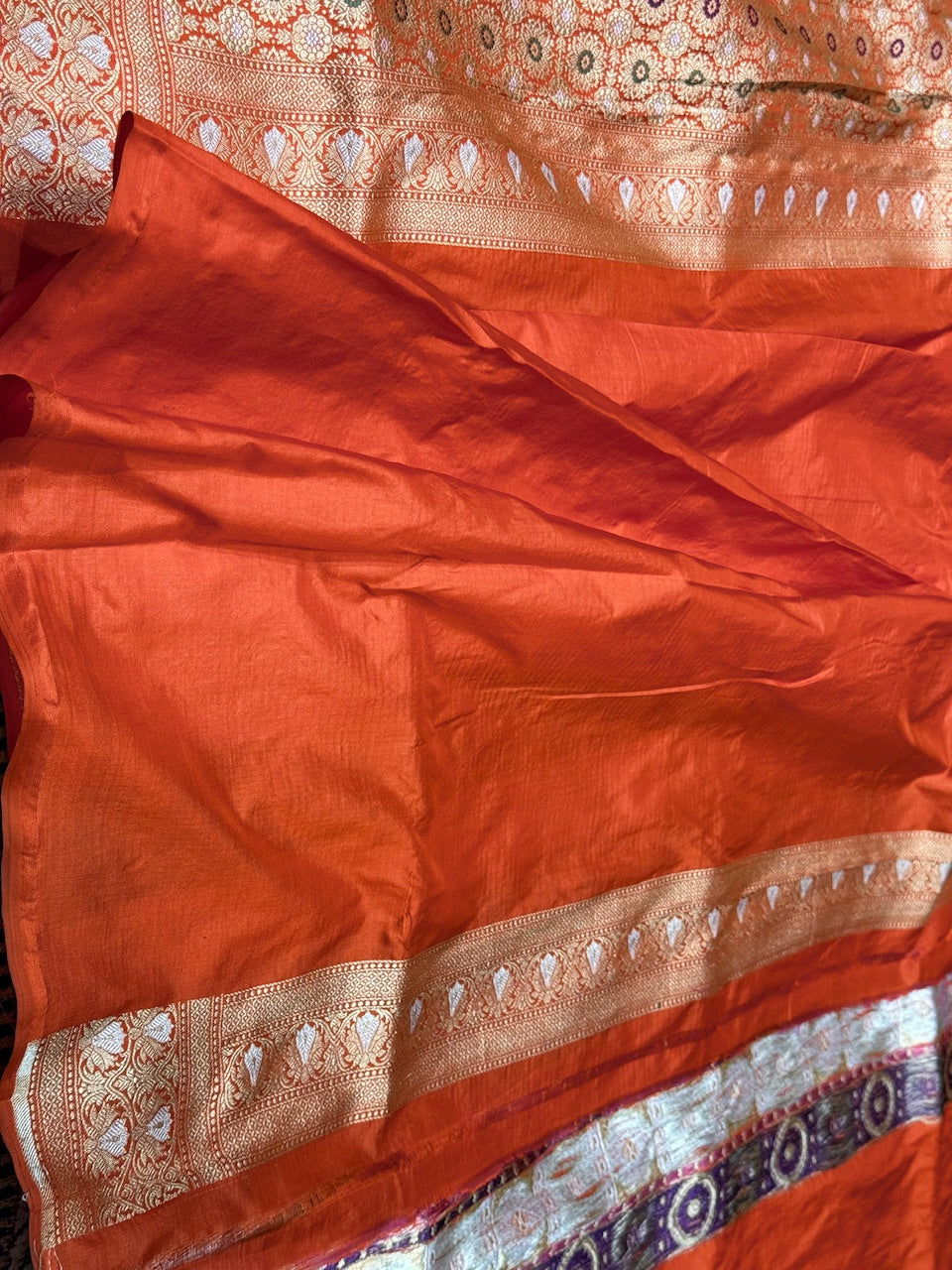 Orange Minakari Pure Silk Saree