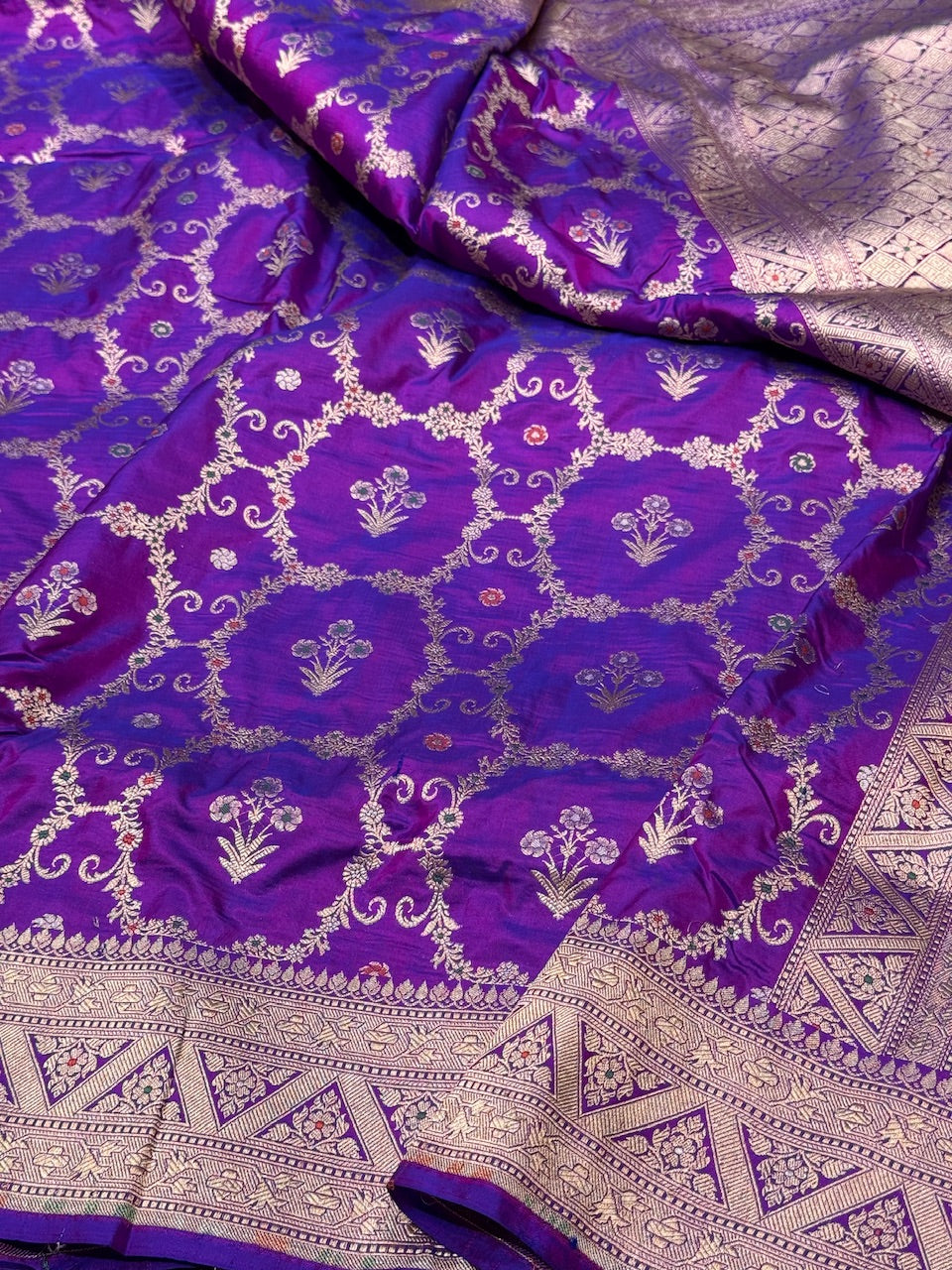 Purple Minakari Pure Silk Saree