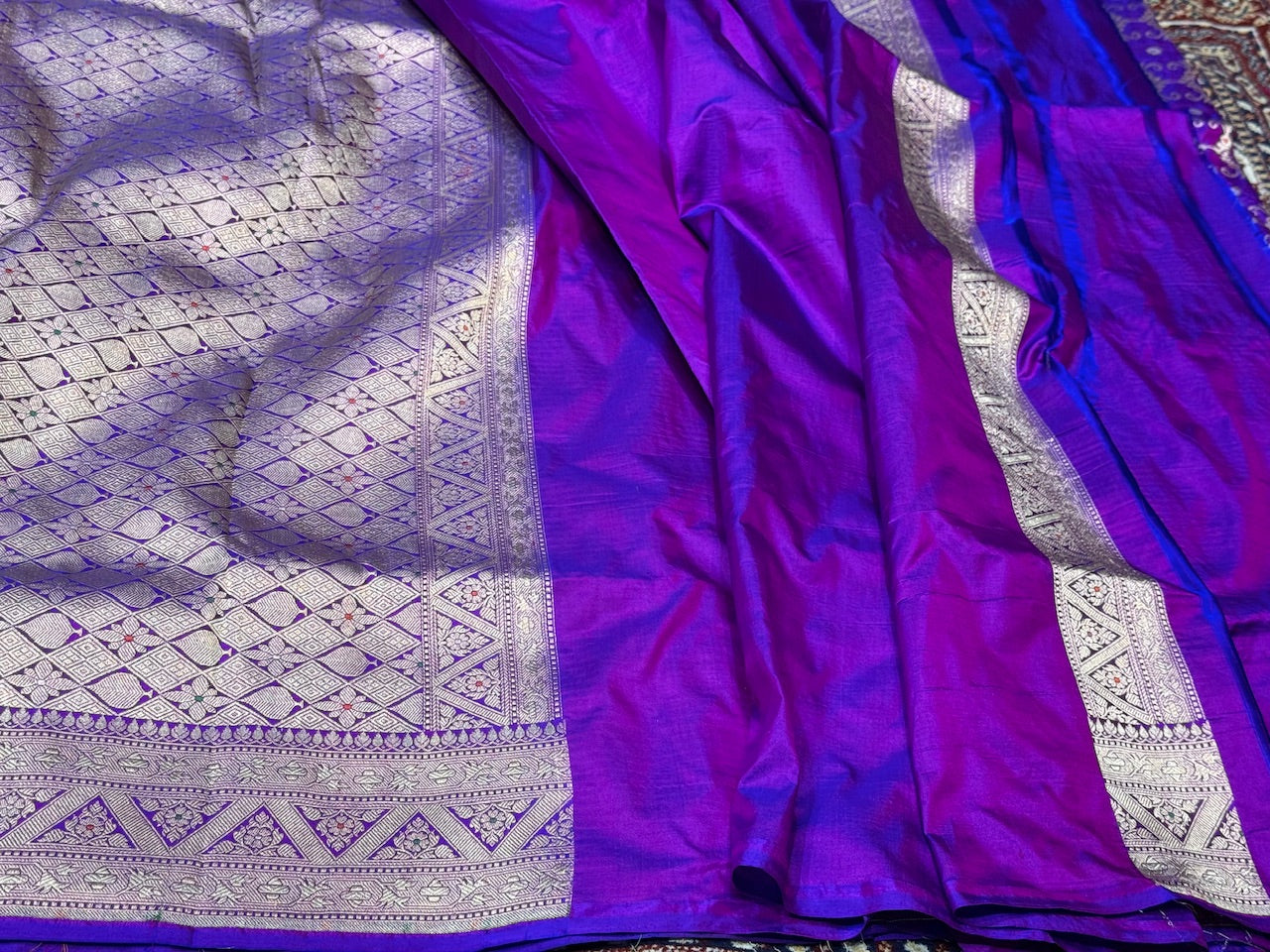 Purple Minakari Pure Silk Saree